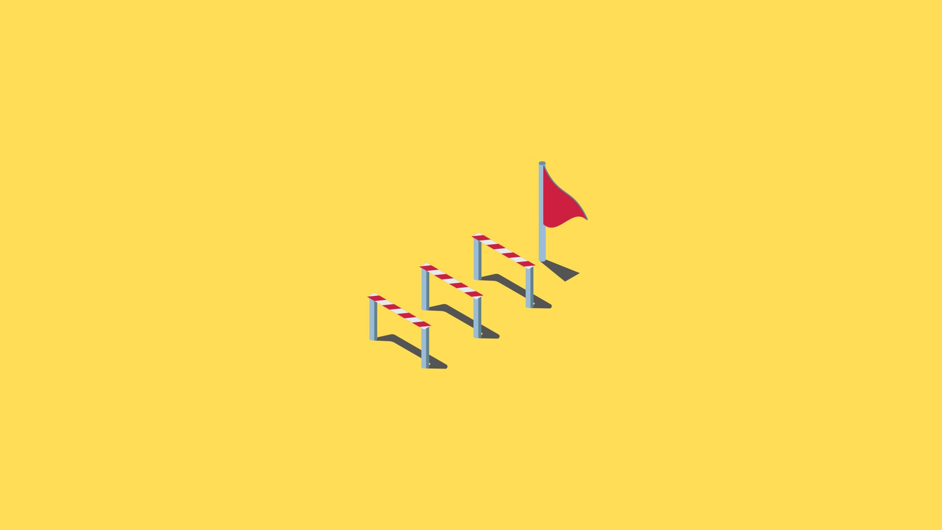 Three hurdles standing in the way of the flag, or objective