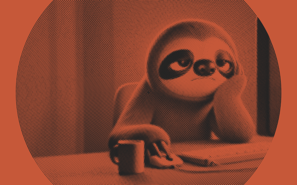 Bored sloth, at their computer